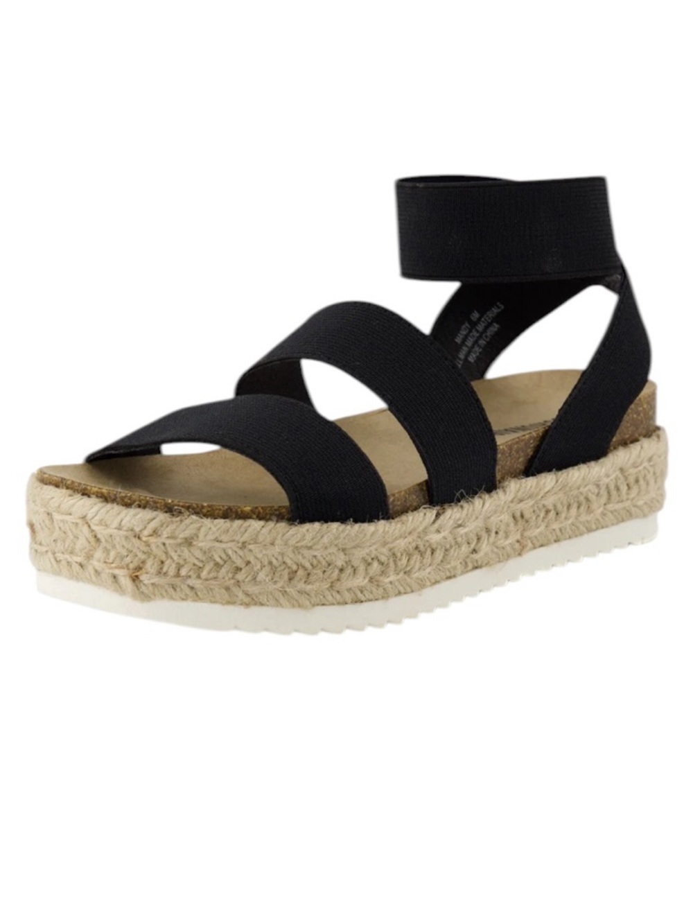 CUSHIONAIRE Mandy Stretch Cork Espadrille Wedge Platform Sandal Sz 7